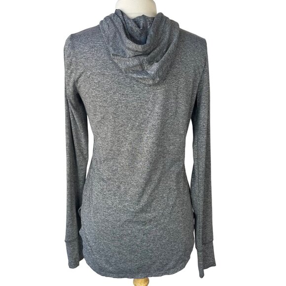 Reebok Pull Over Workout Shirt Womens Medium Gray Gym Hooded - Picture 2 of 8
